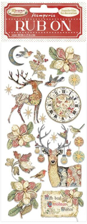 Stamperia Kerstgroet Herten Wrijf Op